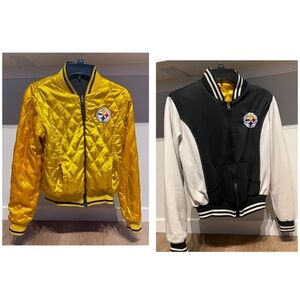 Vintage 80’s NFL Pittsburgh Steelers Reversible Yellow & Black Bomber Jacket